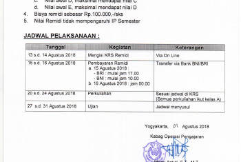 PENGUMUMAN KEGIATAN REMIDI SEMESTER GENAP TA 2017/2018