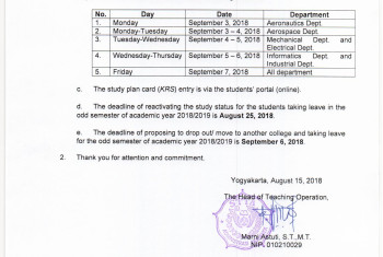 Pengumuman KRS Smt Ganjil TA 2018/2019