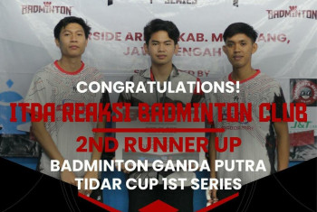 KLUB BADMINTON ITD ADISUTJIPTO RAIH 2ND RUNNER UP DALAM TIDAR CUP 1st SERIES